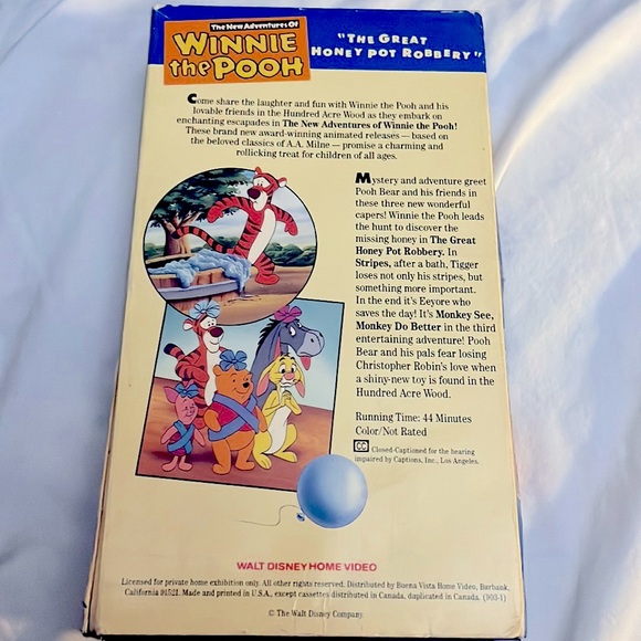 Winnie the Pooh - The Great Honey Pot Robbery - 1991 Disney VHS - NR - Picture 2 of 8